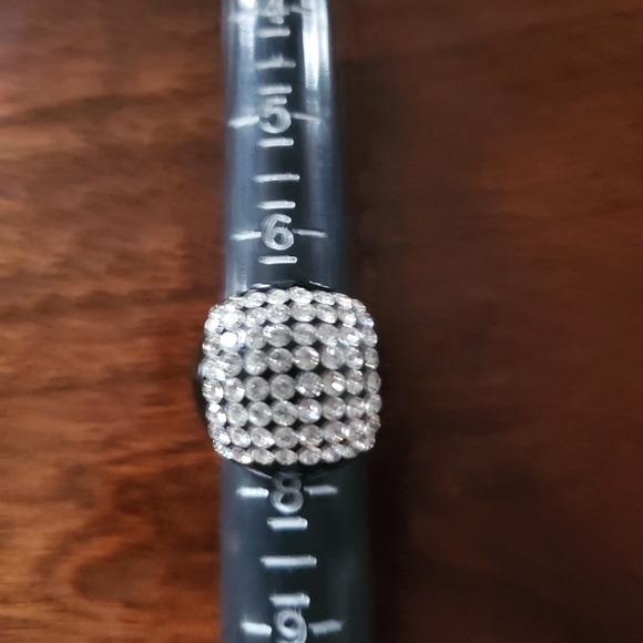 CZ Clear Stones and Black Statement Ring Sz 7 - Picture 3 of 3